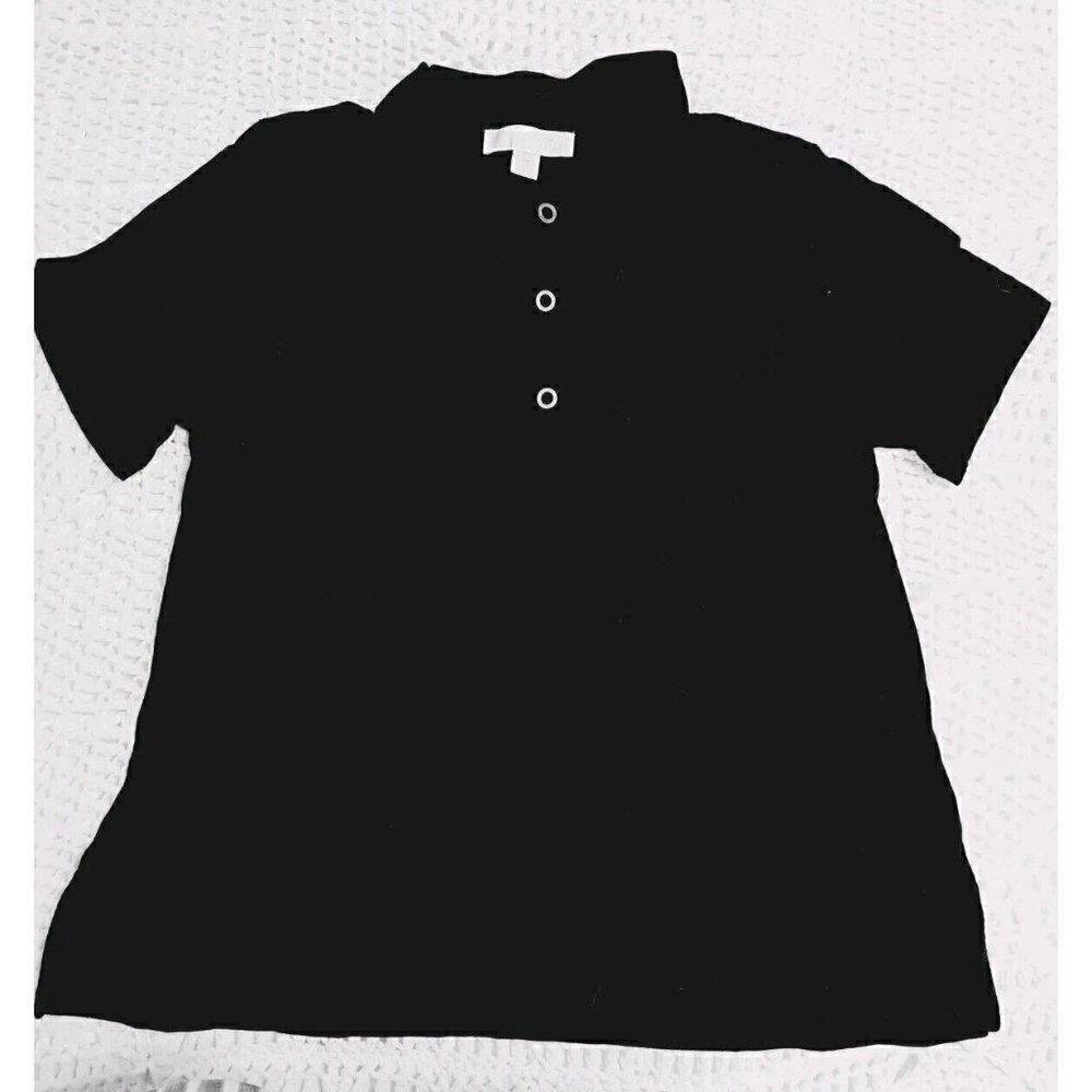 MICHAEL Michael Kors Women's L Black Snap Closure Classic Polo Short Sleeve